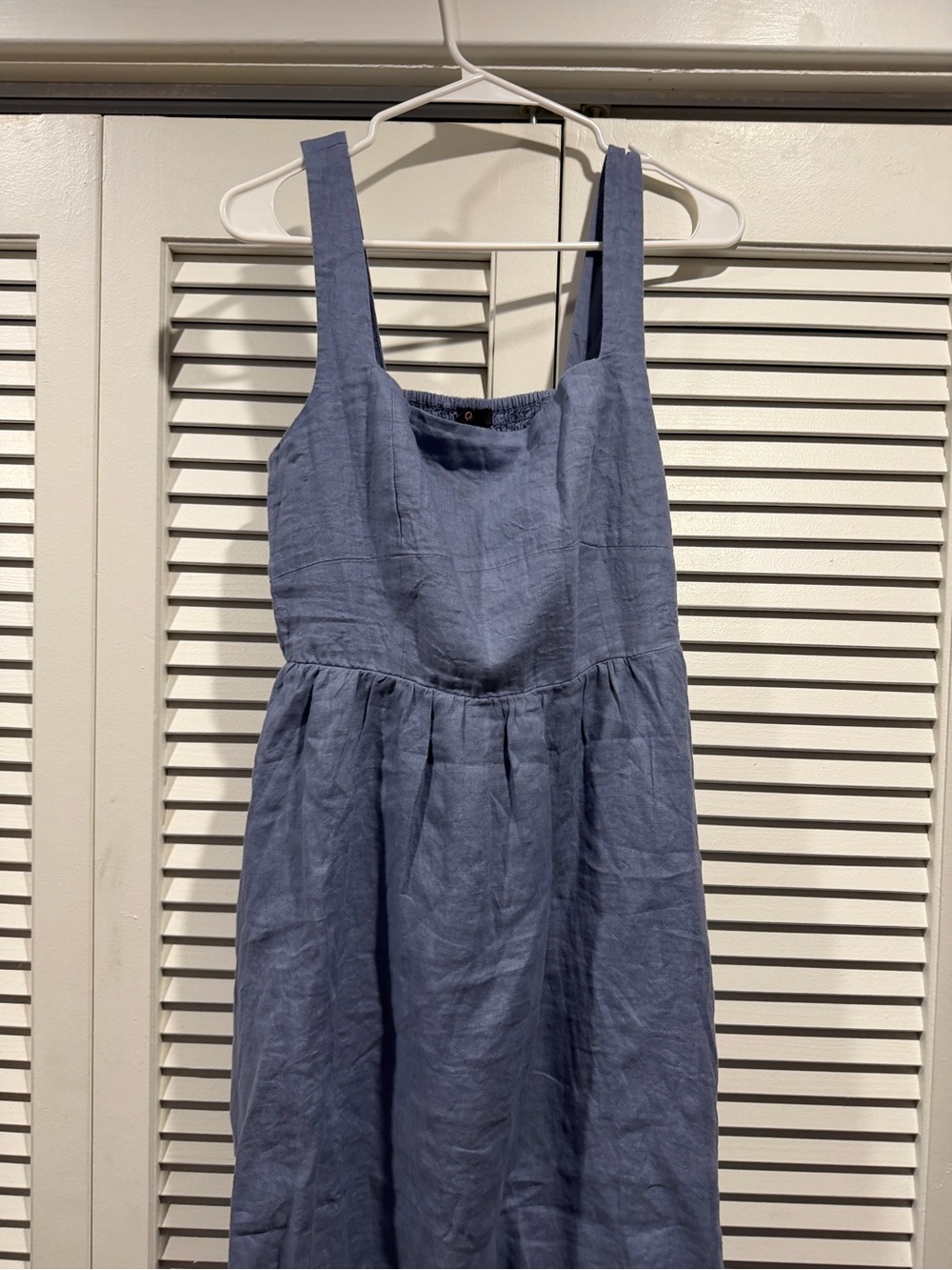 Quince Dusty Blue 100% European Linen Fit & Flare Midi Dress - Picture 5 of 7